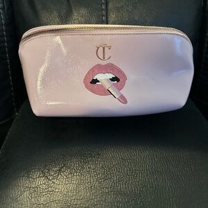 Chic Pink Cosmetic Bag with Lipstick Motif